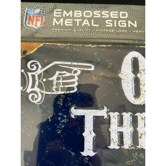 NFL New England Patriots Metal Embossed Distressed Obey The Rules Tin Sign 14.5" - Picture 4 of 6